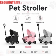 KSOUNLG11 Pet Stroller, Foldable Lightweight Dog Carrier Cart, Dog Stroller 4-Wheel with Sunshade Te