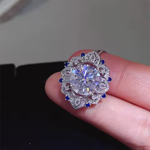 Banquet Style Moissanite PT950 Platinum 5 Carat Necklace Pendant Luxury for women, luxury statement