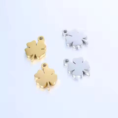 5pcs/Lot Lucky Four-leaf Clover Pendant Necklace For Women Fashion Stainless Steel Gold Silver Color