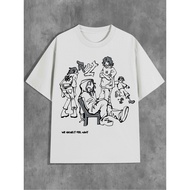 T-Shirt Bercetak Wajah Badut Y2K Retro 90-an/2000-an Tee Potret Badut Nostalgia, Baju Kasual Lengan 