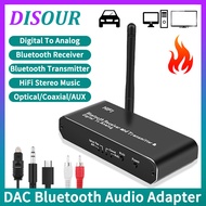 DISOUR HiFi DAC Bluetooth Audio Transmitter Receiver AUX 3.5MM RCA Optical Coaxial Stereo Music Wireless Audio Adapter 192Khz Digital To Analog Converter With Antenna For TV PC Car Amplifier Speaker