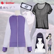 Anime Hyuga Hinata Cosplay Costume For Adult Women Girls Hoodie Top Jacket Mesh Shirt Pants Purple Wig Headband Suit Costumes Woman Carnival Party Ninja Uniform Props Full Set