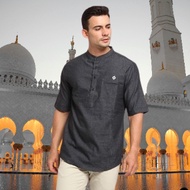 KEANE BLACK |MNM x CW| Men's Koko Shirt Short Sleeve ORI Muslim Shirt - Black, L