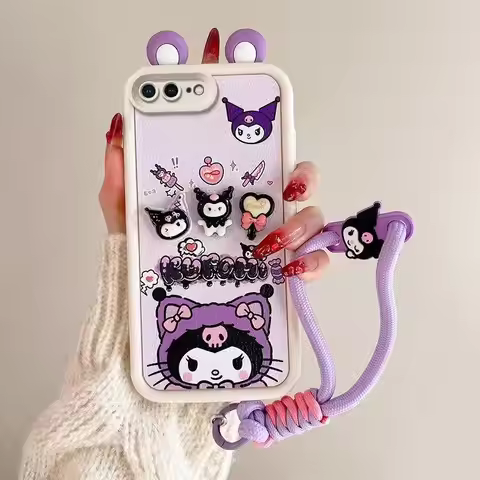 For infinix Smart 9 8 7 P 9 8 7 Tecno Spark 30C 20 20C Go 2023 2024 Phone Case 3D Sanrio Kuromi Ear 