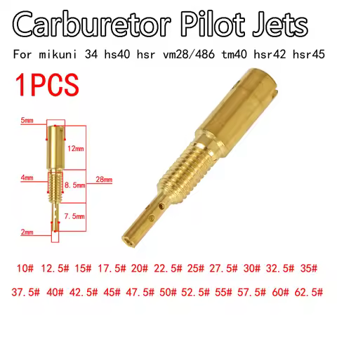 1pcs Slow Pilot Jet Set #10-#62.5 For HS40 HSR40 HSR42 HSR45 VM28/486 Carburetor M4x0.7 28mm Brass J
