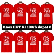 Indonesian Independence Day T-Shirt Package, August 100 thousand T-Shirt, Get 8 Pcs
