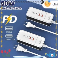 OLINI USB Type C Charger, Fast Charging Total 50W Multiport USB Hub Adapter,  USB Type C EU/US Plug 