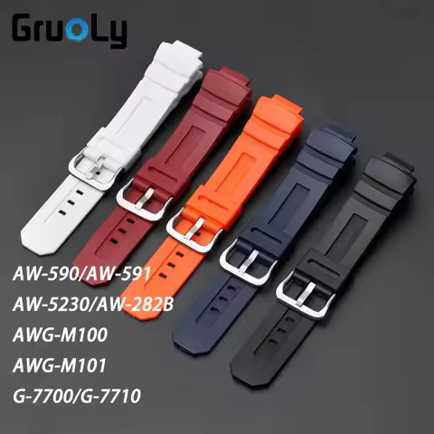TPU Rubber Watchband Straps For Casio AW-590/AW-591 AW-5230/AW-282B AWG-M100 AWG-M101 G-7700/G-7710 