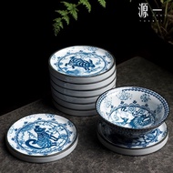 [Yuanyi] 十二生肖满印青花瓷陶瓷茶盏杯组 功夫小茶杯 75ml斗笠杯茶碗Zodiac Full Seal Blue White Porcelain Ceramic Teacup Cup Set