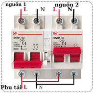 CB đảo chiều 2P 63A LW khóa liên động không gây mất điện ats 2p 63A aptomat 2 chiều cầu dao đảo chiề
