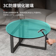 Modern Minimalist Italian Style Home Round Tea Table Tempered Glass Living Room cg Minimalist Small 