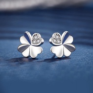 [Preferred Gift] S999 sterling earrings, small and fresh style women's summer niche clover earrings,