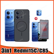 3in1 Redmi15C Thin Matte Phone Case with Ceramic Screen Protector Camera Lens Film for Redmi 15C 14C