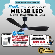 【ALPHA ALKOVA MILI-3B/22/33/42/52 LED】Alpha Ceiling Fan  / Kipas Siling Senyap / Modern Design / Rem