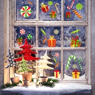 Christmas Tree Gift Candy Wall Sticker Christmas Home Decoration Self Adhesive Window Glass Decals