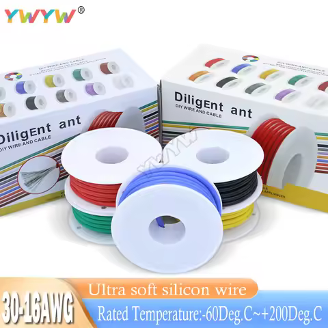 30/28/26/24/20/20/18/17/16AWG tinned copper stranded cable, heat-resistant soft silicon wire, 5-colo
