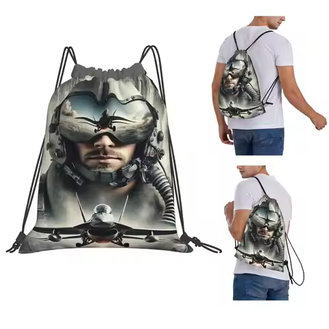 Modern Tom Cruise Movie Top Gun Maverick Backpacks Fashion Drawstring Bundle Pocket Sports Bag Book 