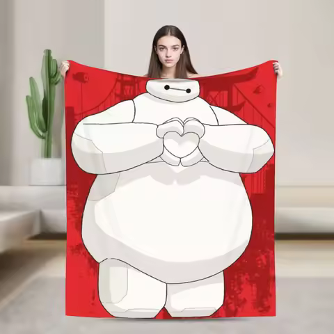Big Hero Baymax Flannel Blanket - Soft Warm Winter Throw for Couch Bed Sofa Cover