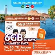 Saudi Egypt Turkey Unicom 30 days Travel Prepaid SIM Card