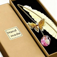 1pc Butterfly Bookmark,Bookmarks Gifts,Feather Bookmark With Butterfly Charm,Elegant Reading Accesso
