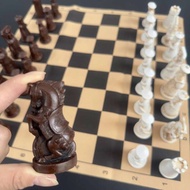 Big Vintage Chess 3d Qing Army Leather Chessboard Gypsum + Resin Pieces Game Box 40*19cm/15.7*7.5 In