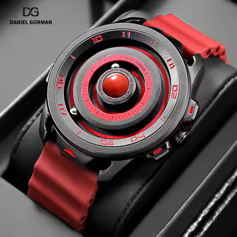 DANIEL GORMAN Red Planet Design Quartz Watch for Men Waterproof Luminous Sport Wristwatch with Magne
