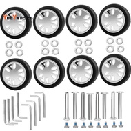 8pcs Luggage Wheels Replacement Kit,Dia 2in/50mm Thick 0.47in/12mm Resistant Rubber Mute Caster Repl