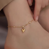 Fashion 18K Gold-Plated Heart-Shaped Anklet Non-Fade Waterproof Women's Anklet