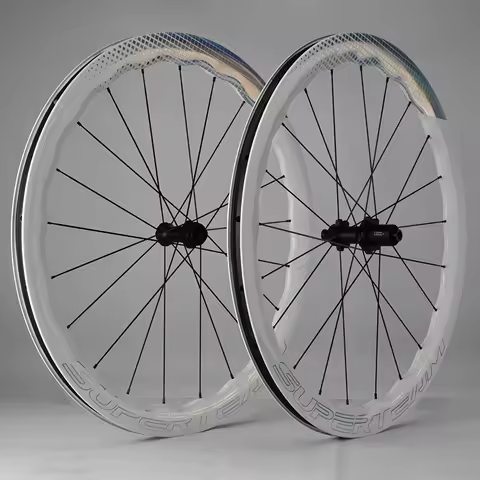 SUPERTEAM White Paint Disc Brake Carbon Wheelset Road Bike 700C Wheels UCI Quality Road Racing Wheel