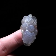 【金玉滿堂】冰種紫羅蘭翡翠巧雕金魚 | 天然緬甸玉翡翠A貨 |