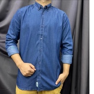 Kemeja Denim | Premium Quality Denim Shirt Lengen Panjang Sama Pendek SIZE [ S-5XL ]