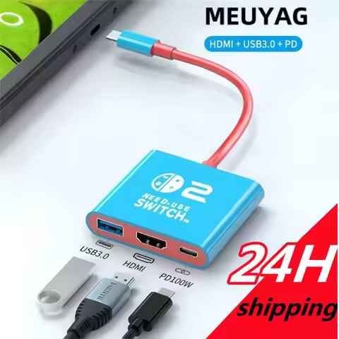 Docking Station for Switch 2,4K 60Hz TYPEC Hub with HDMI-compatible and USB-C 3.0 PD100W Charge Perf