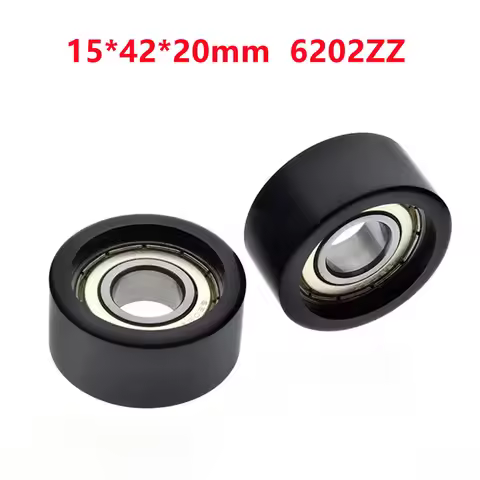 5pcs/20pcs Flat Roller Bearing 15*42*20mm 6202ZZ 6202 POM Plastic Coated Pulley Guide Wheel15x42x20m