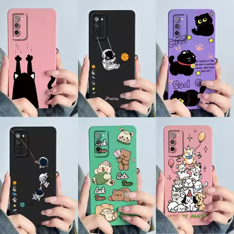 Case For Samsung Galaxy S20FE Cute Astronaut Cartoon Soft Liquid Silicone Funda Durable Coque For Ga