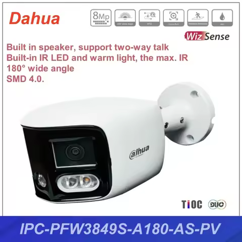 Original Dahua IPC-PFW3849S-A180-AS-PV 2x4MP TiOC Built in Mic Duo Splicing Fixed-focal Bullet WizSe