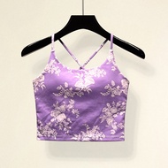 Bộ Đồ Yoga Họa Tiết Hoa Cho Nữ Mùa Hè Nhanh Khô Thể Thao Màu Sắc Áo Ba Lỗ Quần Ống Loe Đồ Tập Yoga C