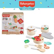 Fisher-Price Wooden Pots & Pans Set For Preschool Kitchen Pretend Play 19 Pieces