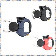 (SDRB) Auto Retractable Dual Dog Leash with Flashlight Waste Bag Box Roulette Double-Ended Traction 