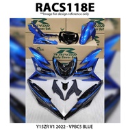 COVER SET YAMAHA Y15ZR RAPIDO Y15ZR V1 V2 Design 2022 Cyan Blue COVERSET Y15 BIRU DOLPHIN ACCESSORIE