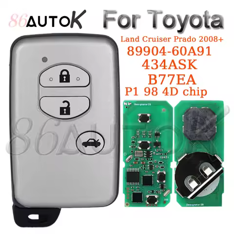 B77EA Car Key for Toyota Land Cruiser 2008+ 89904-60A91 Remote Key Fob 3 Buttons P1 98 4D Chip 433MH