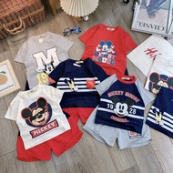 1-7Y HM DISNEY MICKEY MINNIE Playset Set Cotton pants short sleeves pants boy kids baju siang budak 