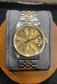 Tudor 72033 及 74033 全原裝腕錶 金鋼珠帶，黃金九牙外圈，金色錶盤