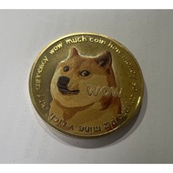 DOGE Dogecoin Wow 1Dogecoin Crypto Cryptocurrency Digital Currency Colored Gold Plated Round Coin