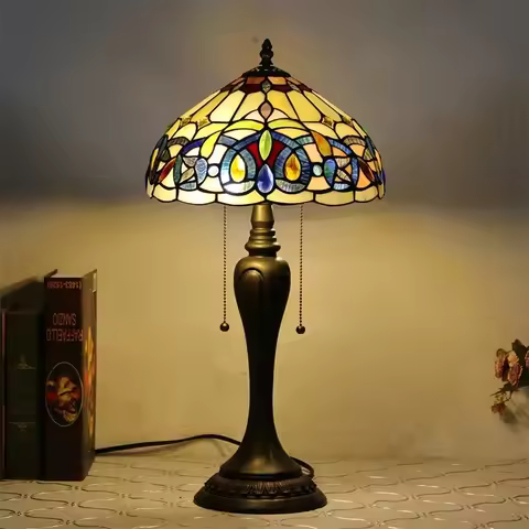 GISELLE Tiffany Table Lamp LED Modern Creative Color Glass Art Desk Light Decor For Home Living Room