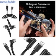 NOVAFABLE​ 90 Degrees Type C Cable, Nylon Braid Elbow PD 60W Quick Charger Cord, Data Transmission 9