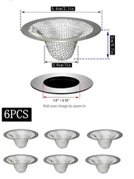 6入組/3入組不銹鋼2.1英寸圓形水槽下水道堵塞器,適用於廚房/浴室洗臉盆、浴缸和淋浴器擋髮帶,浴室地漏