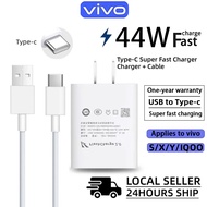 For 44W Ultra Fast Flash Charging 2.0 Charger With USB Type-C Quick Charging Data Cable For VivoX60