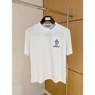 Moncler/Moncler 2026 Classic Round Neck Short-Sleeved T-Shirt Men Women Basic Comfortable Breathable