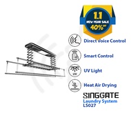 【UV Sterilization】 FREE Installation SINGGATE Laundry Rack System LS027 | Smart Voice Control Laundry Rack