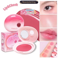BEAUTYSTARTING 2 in 1 Light Powder Blusher Lipstick Two in Use Lip Cheek Blusher Dual-use Easy To Co